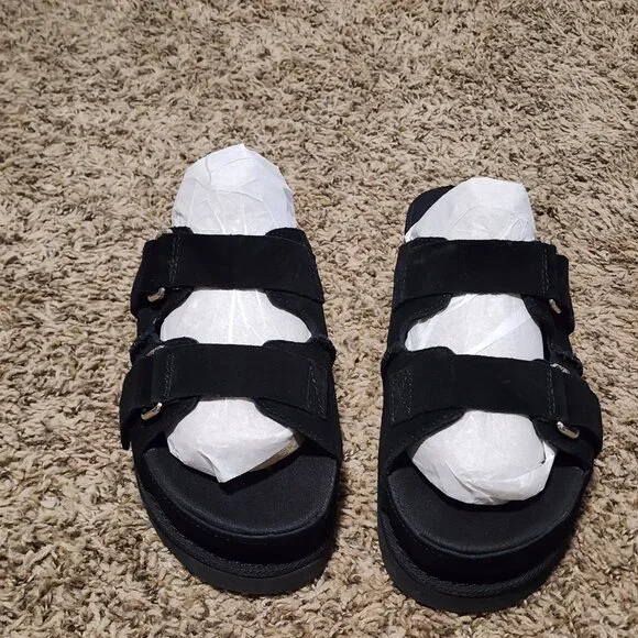 Ugg Black Platform Slide Sandals Women's 8 Summer Style - Picture 5 of 9